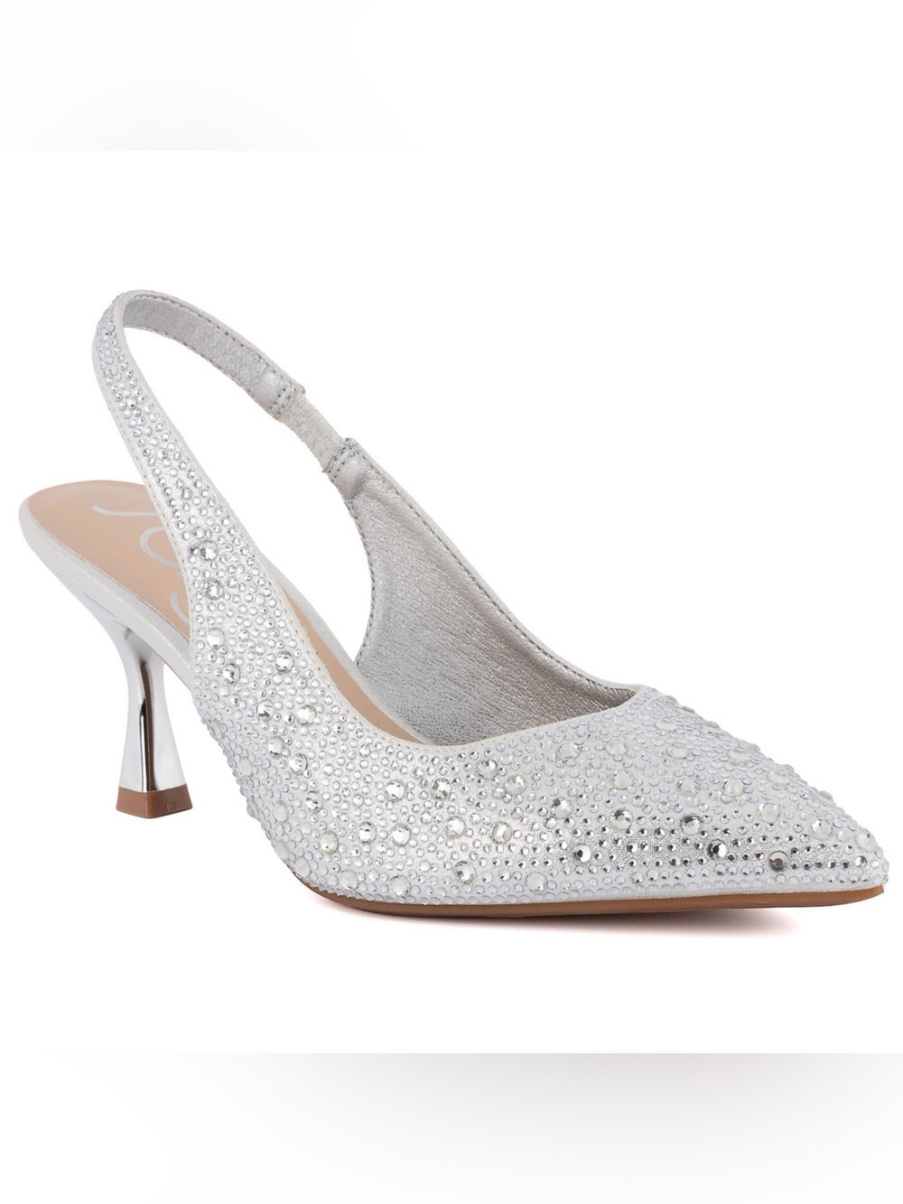 Sugar Silver Crystal-Embellished Slingback Pumps